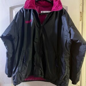 1990’s Vintage Columbia Black Jacket with Magenta Interior, women’s size large